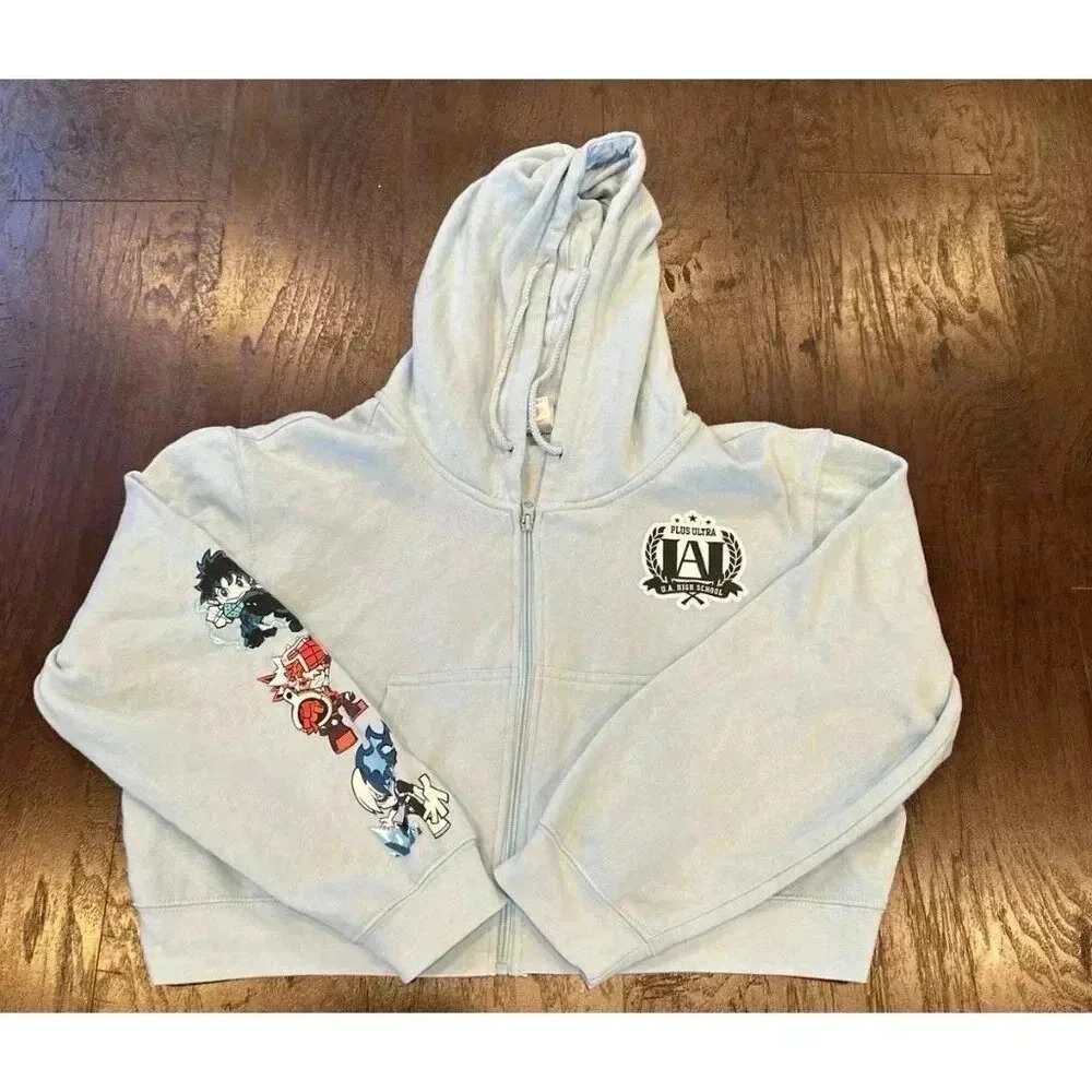 My Hero Academia Light‎ Blue U.A. High Girls Crop Hoodie #35